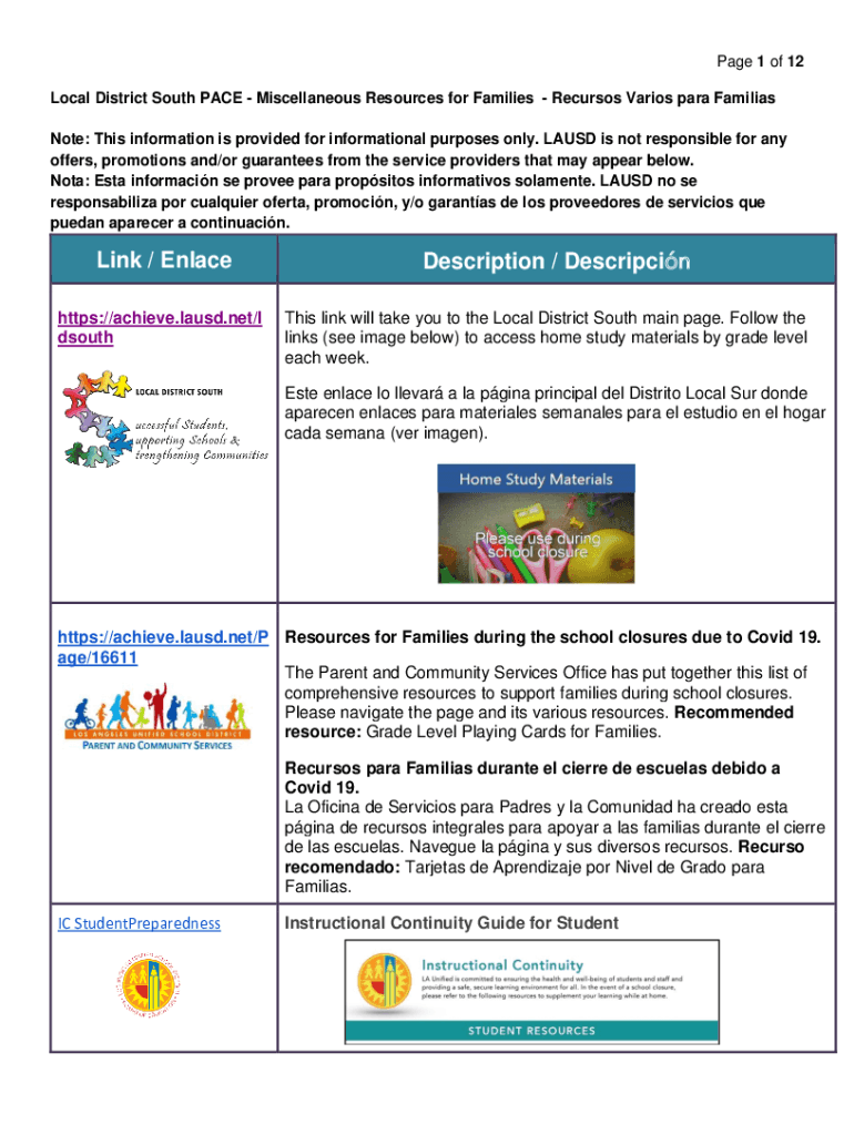 Fillable Online Los Angeles Unified School District / Homepage LAUSD