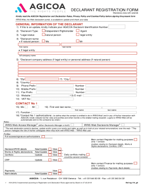 GENERAL INFORMATION OF THE DECLARANT - AGICOA