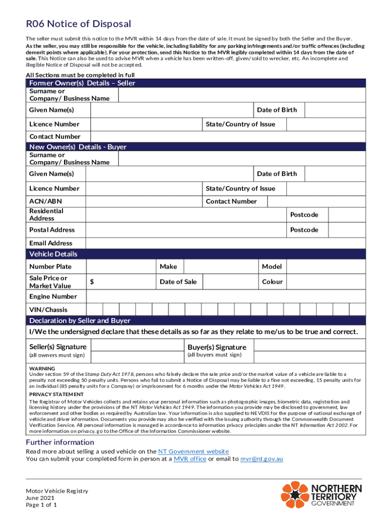 au transport notice disposal Preview on Page 1