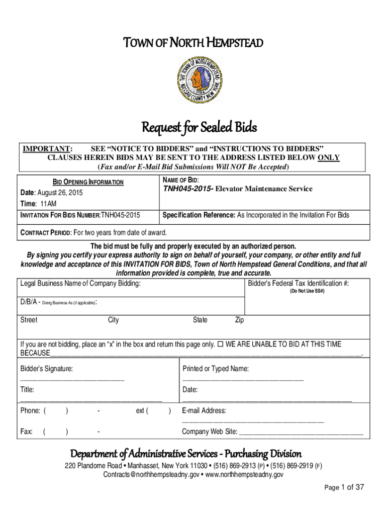 Fillable Online Get the free TOWN OF NORTH HEMPSTEAD Request for Sealed