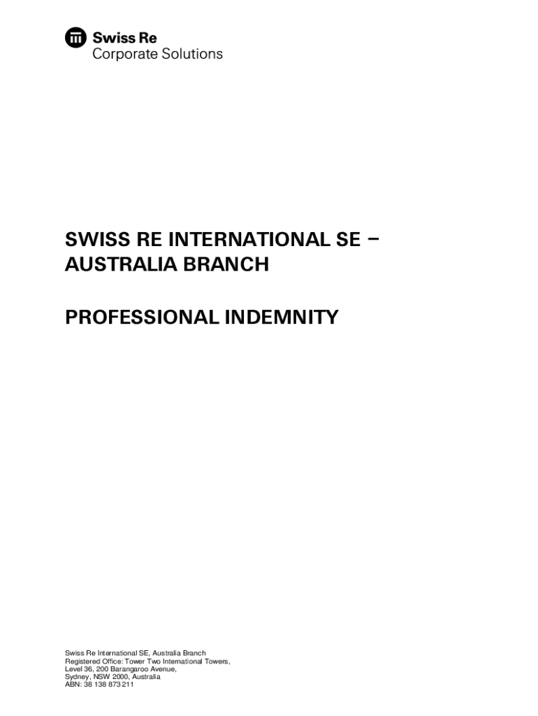 Fillable Online professionalindemnityproposalform.pdf Swiss Re