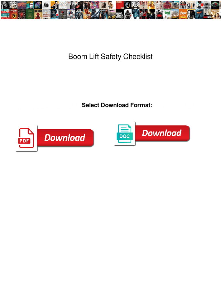 Fillable Online Boom Lift Safety Checklist. Boom Lift Safety Checklist