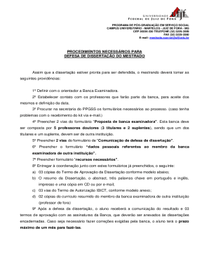 PROCEDIMENTOS NECESSRIOS PARA DEFESA DE