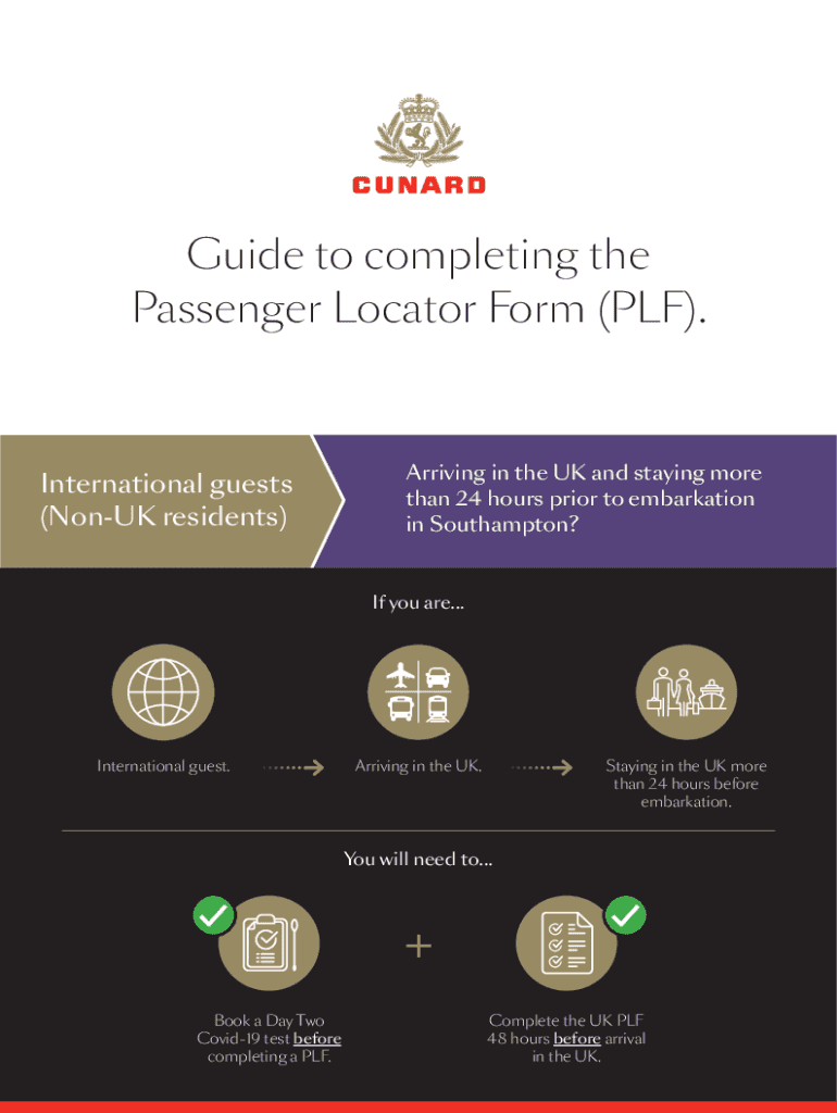 Fillable Online Guide to completing the Passenger Locator Form (PLF
