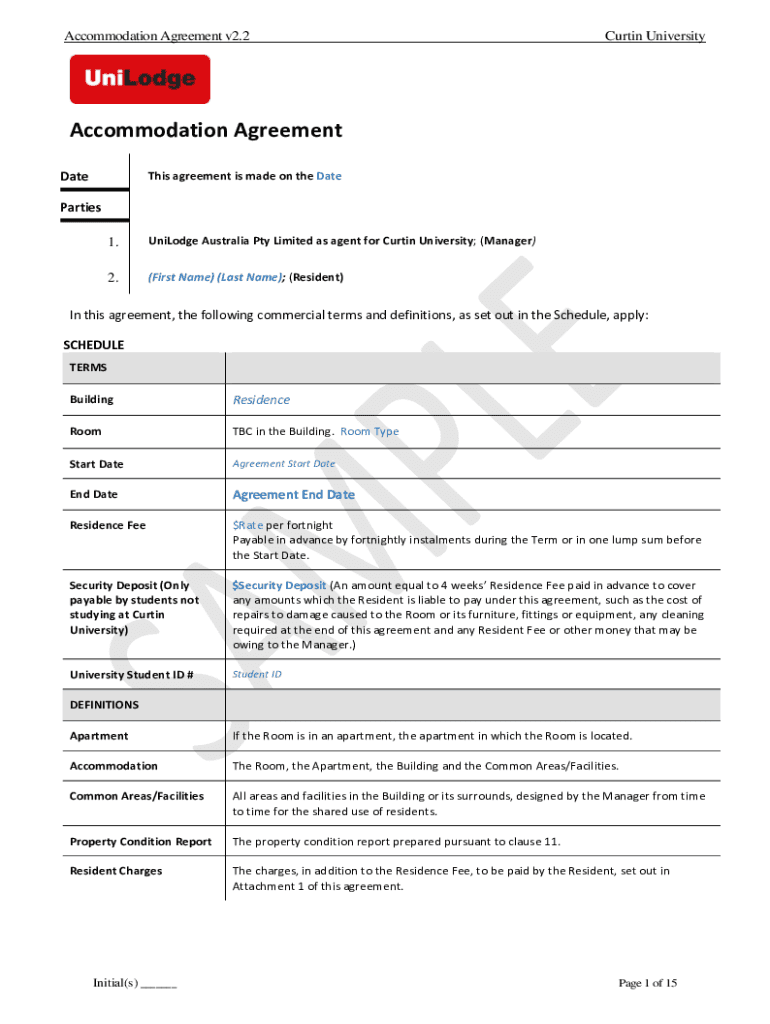 Accommodation Contract Sample - Fill Online, Printable, Fillable, Blank ...