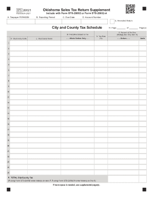 Fillable Online Form STS-20021 Oklahoma Sales Tax Return Supplement Fax ...