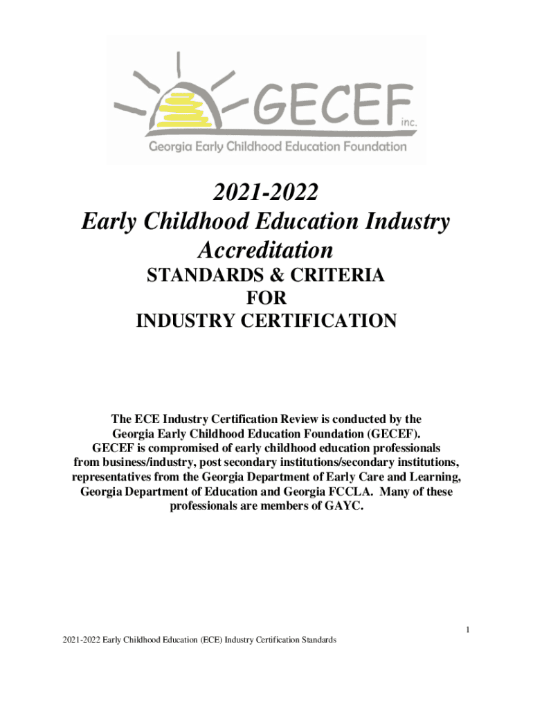 Fillable Online Fillable Online Early Childhood Education Industry