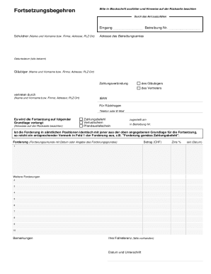Form. 4 Begehren um Fortsetzung der Betreibung