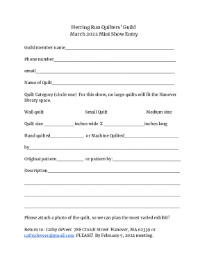 Fillable Online Mini show entry form Fax Email Print - pdfFiller