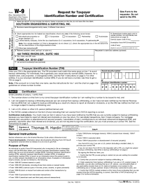 Fillable Online W-9 Request for Taxpayer (Rev, December 2014 ... Fax ...