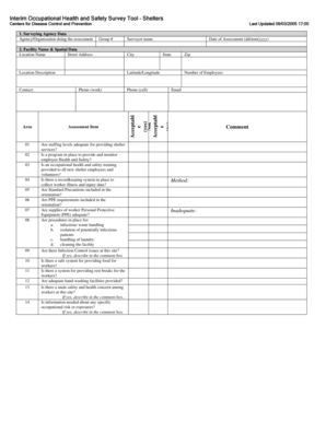 CDC Shelter Occupational Health and Safety Survey