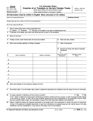 Form 3520 Foreign Trust Tax Return