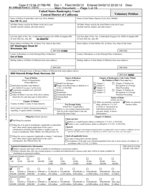 US Bankruptcy Voluntary Petition
