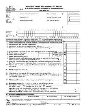 Form 941 Employer’s Quarterly Federal Tax Return
