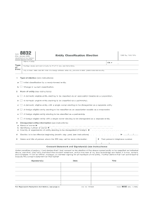 IRS Form 8832 Entity Classification Election