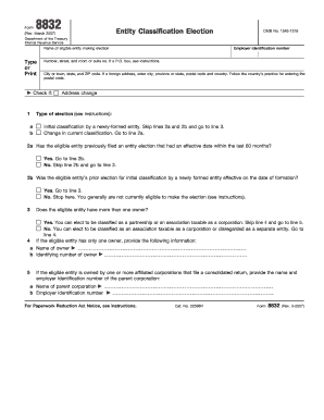 Form 8832 Entity Classification Election
