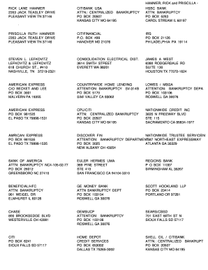 US Bankruptcy Voluntary Petition