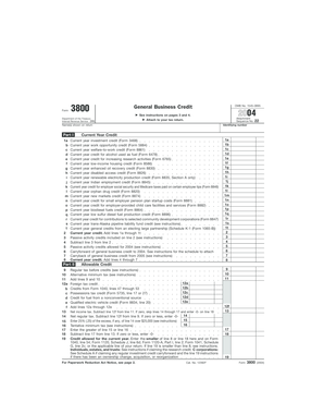 IRS Form 3800 2004