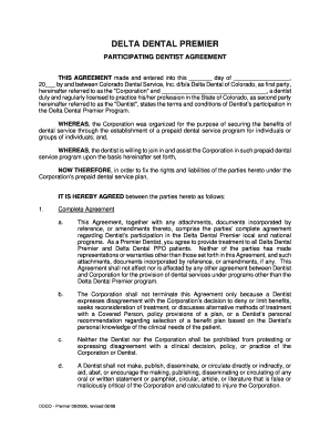 Delta Dental Premier Participating Dentist Agreement