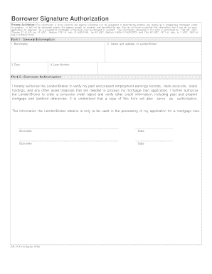 Borrower Signature Authorization Form