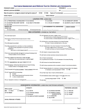Hurricane Assessment and Referral Tool for Children and Adolescents