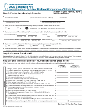Illinois Schedule NR Nonresident Tax Form