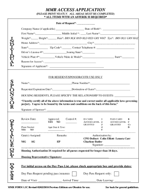 MMR Access Application Form