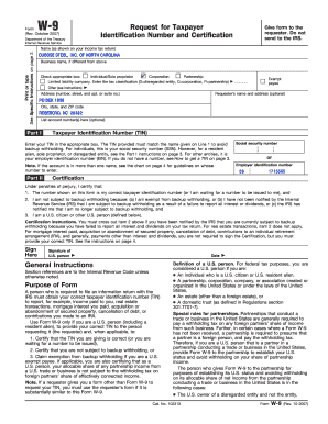 Form W-9 Request for Taxpayer Identification Number and Certification