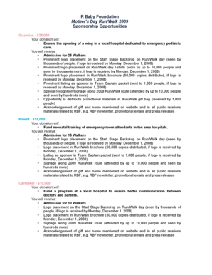 Mother's Day Run/Walk Sponsorship Form