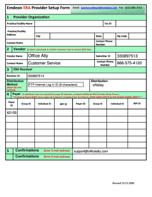 Emdeon ERA Provider Setup Form