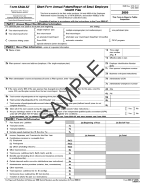 Form 5500-SF Short Form Annual Return/Report of Small Employee Benefit Plan