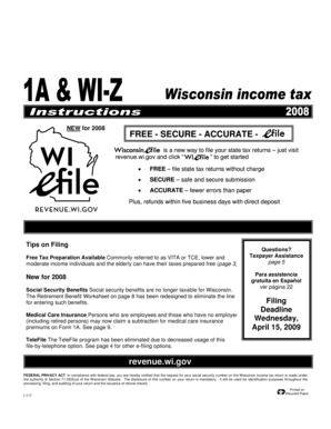 Wisconsin State Tax Return 2008