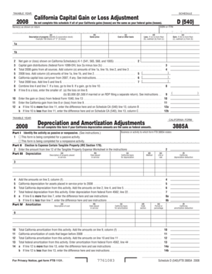 California Capital Gain or Loss Adjustment Form 540