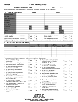 Tax Year Client Tax Organizer