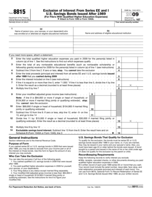 Form 8815 Exclusion of Interest From Series EE and I