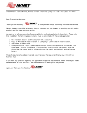 Avnet Credit Application Form