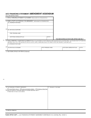 UCC Financing Statement Amendment Addendum