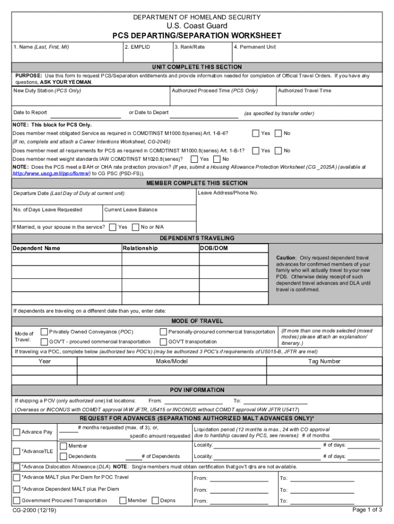 coast guard pilot trip sheet Preview on Page 1.