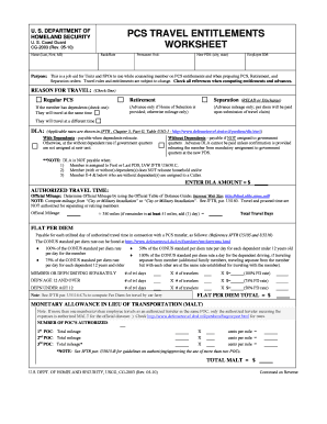 coast guard pcs travel days