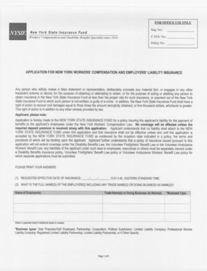 New York Workers' Compensation Insurance Application