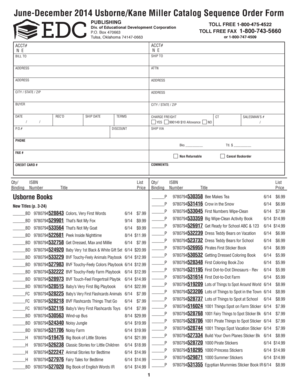 Usborne/Kane Miller Catalog Sequence Order Form