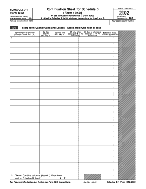 1040 sample - Continuation Sheet for Schedule D (Form 1040) SCHEDULE D-1 (Form 1040) Department of the Treasury (99) Internal Revenue Service