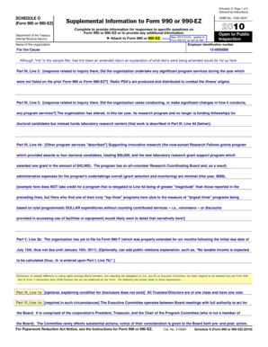 Schedule O Form 990 or 990-EZ