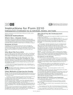 IRS Form 2210 Instructions