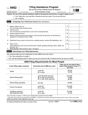 IRS Form 9452 2009