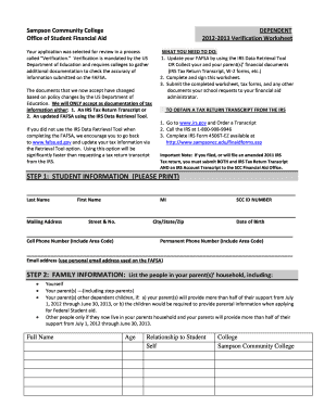 2012-2013 Verification Worksheet
