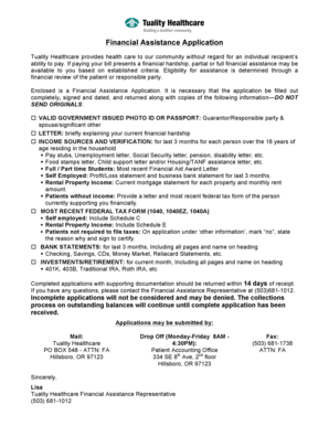 Tuality Healthcare Financial Assistance Application