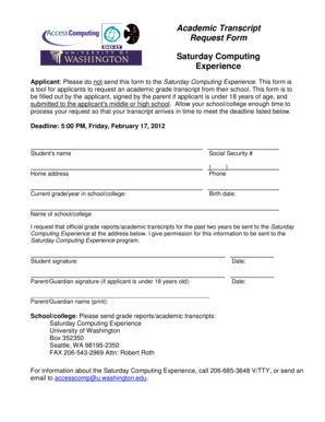 Academic Transcript Request Form