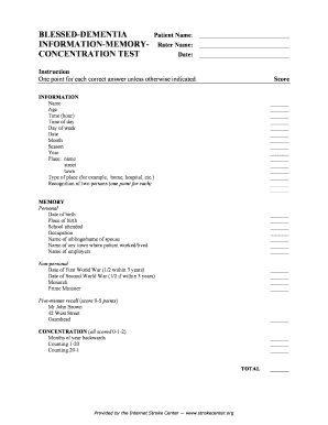 Blessed-Dementia Assessment Form