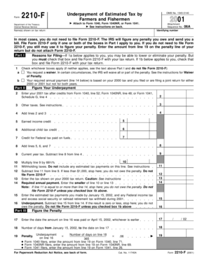 Form 2210-F Farmers and Fishermen 2001